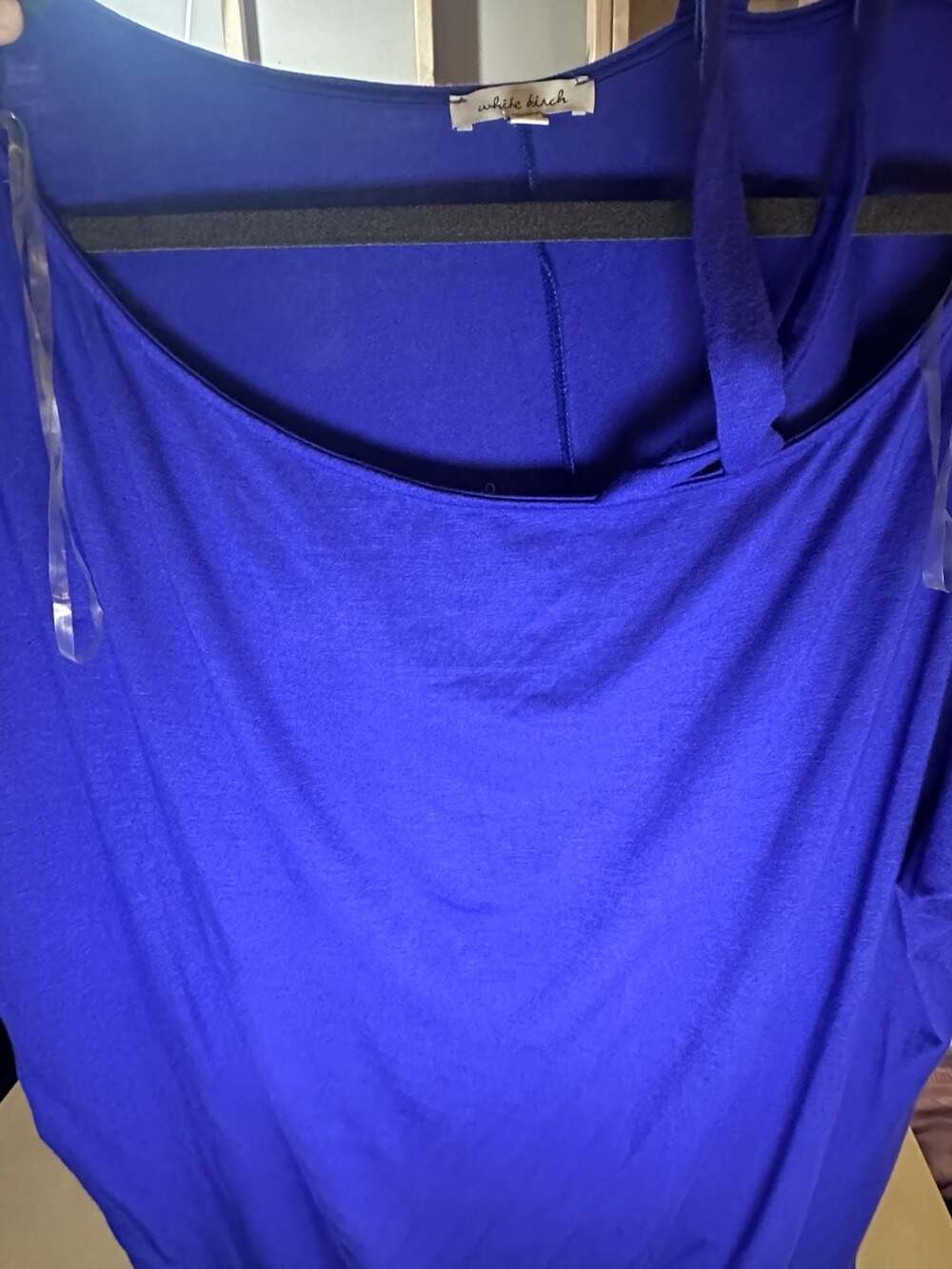 White Birch Royal Blue Sleeveless Scoop Neck Strap Detail Top
